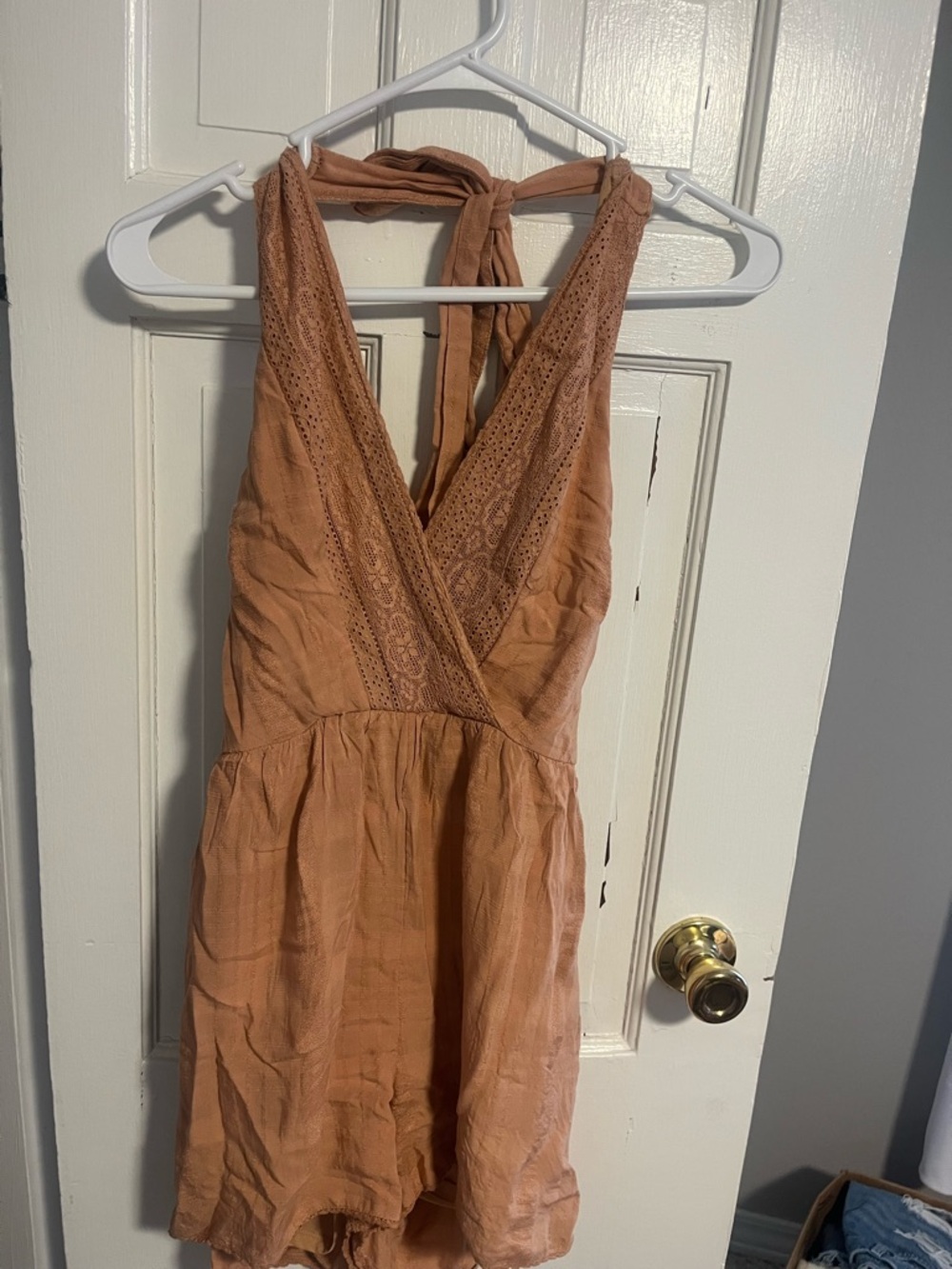 American Eagle Outfitters Rust Peach Halter Romper